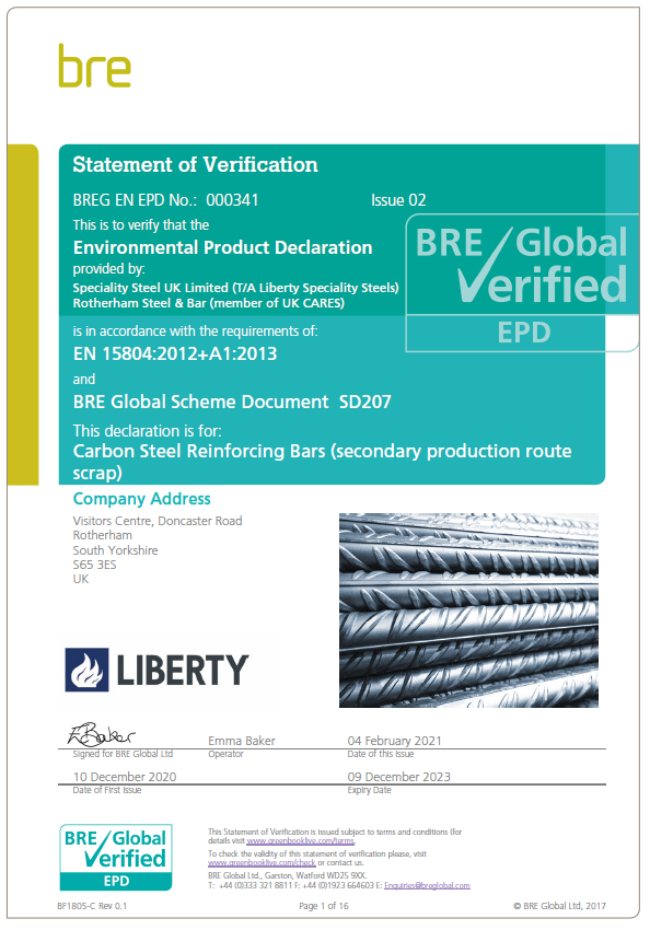 Speciality Steel UK Ltd (In Liquidation) EPD